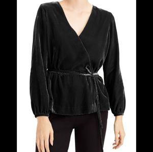 Black velvet faux wrap top